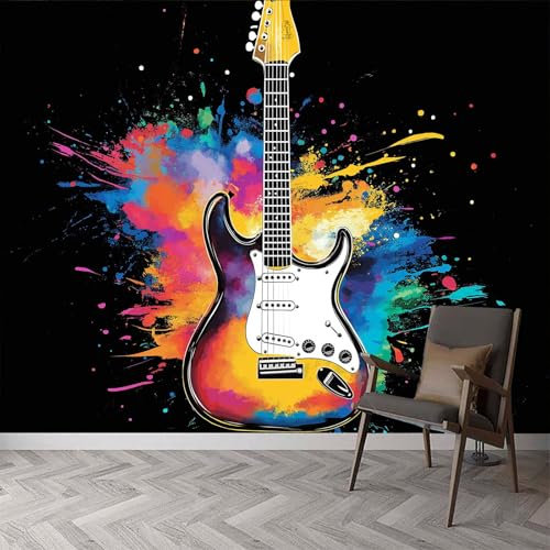 Wall Murals Music Rock Instrument Guitar Wallpaper, Music Art Wall Mural Decorative Wallpapers for Living Room Bedroom Photo Wallpaper, 200 x 140 cm (W x H) Art Wallpaper 3D Effect