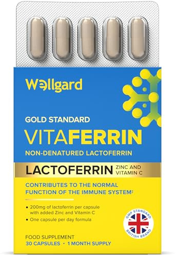Wellgard Vitaferrin – Triple Action Immune Supplement Colostrum Lactoferrin, Zinc & Vitamin C, Immunity Supplement, 30 Capsules