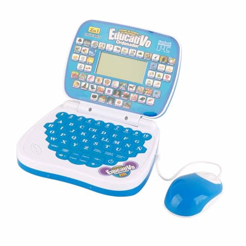 Zweisprachiger Lernlaptop für, Interaktiver Lernlaptop mit Musikfunktion, Nachlesefunktion für (Blue)