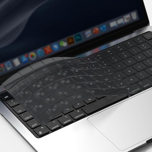 GPXIIZ Tastaturschutz Kompatibel für 2025-2022 MacBook Air 13,6/Air 15 M4 M3 M2, 2024-2021 Mac Pro 14/Pro 16 Pro/Max M4 M3 M2 M1 Ultra Dünn TPU Keyboard Cover, US-Layout, Translucent Grau