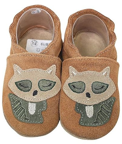HOBEA-Germany Krabbelschuhe für Jungs und Mädchen in verschiedenen Designs, Modell Schuhe:Waschbär braun, Schuhgröße:20/21