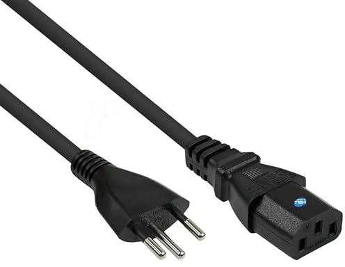 SIMPLETEK - Netzkabel | Schweiz (CH) Typ J auf C13 | Länge 1,5 m | Ideal für Computer, Drucker, USV (generalüberholt)