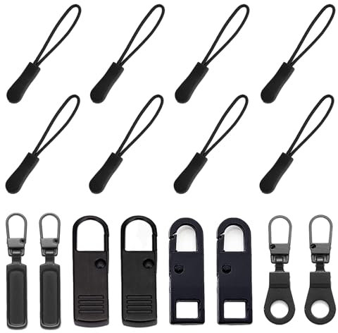 HAISHANG Reißverschluss Zipper,8 Stück Ersatzteile Reißverschluss Zipper und 8 Stück Reißverschluss Abnehmbares Anhänger Metall Zipper Pull Reißverschluss Ersatz für Jacken, Rucksäcke, Koffer