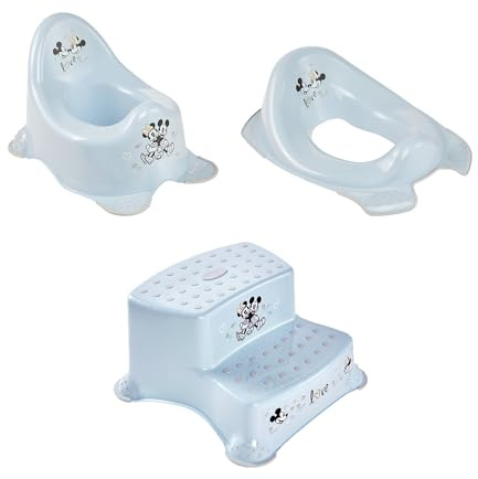 keeeper Mickey-Set Babytopf adam + Toilettensitz ewa + Zweistufiger Tritthocker igor, Babytopf ab ca. 18 Monate bis ca. 3 Jahren, Toilettensitz ab ca. 24 Monate bis ca. 4 Jahre, Cloudy Blue