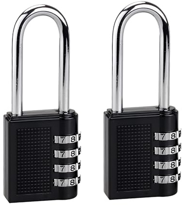 2er Set Zahlenschloss –schloss mit zahlencode – 6mm Starker Langer Bügel für Fitnessstudio, Keller & Outdoor – Wetterfest & Hohe Sicherheit