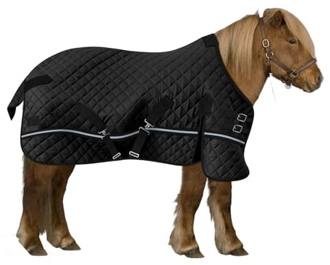 1200D Ponydecke 200g/m² – wasserdichte & Atmungsaktive Regendecke für Ponys, Shetty, Gefütterte Winterdecke mit Kreuzgurten, Schweiflatz & Verstellbarem Brustverschluss 80cm