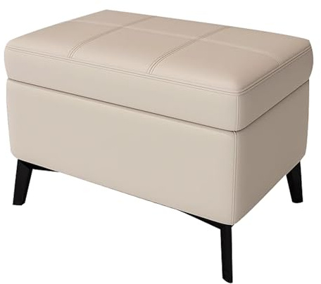 SZITW Weiße Ottomane mit Stauraum, gepolstert mit PU-Leder, 100 cm hohe, Moderne Fußstütze für Wohnzimmer, Schlafzimmer, Flur – Stilvolles und funktionales Möbelstück