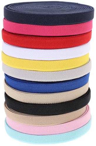 ABOOFAN 12 Stück Flache Gummibänder zum Nähen, 1cm Breit, Polyester