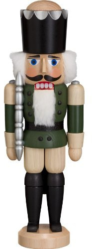 Schiaccianoci Ré frassino verde, 29 cm di altezza, originale Monti Metalliferi dell'arte tradizionale di Seiffen