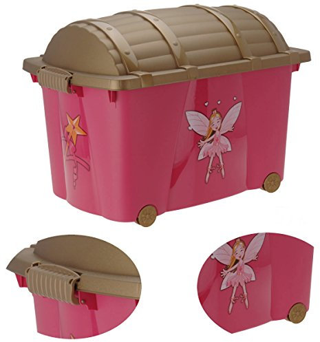 LS-LebenStil XL Kinder Spielzeugkiste Prinzessin 61x40x44cm Schatzkiste Rollbox