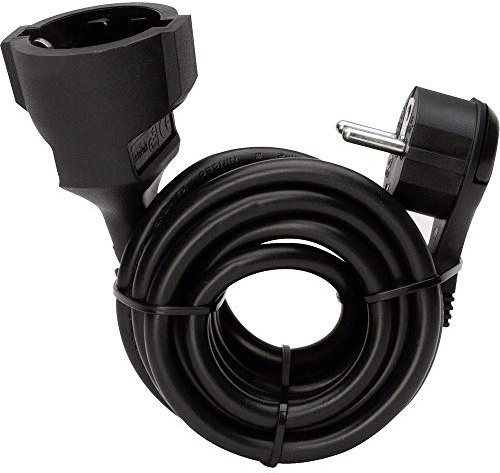 Kopp 143605083 Verlängerung mit Schutzkontakt-Flachstecker, 3 m, schwarz