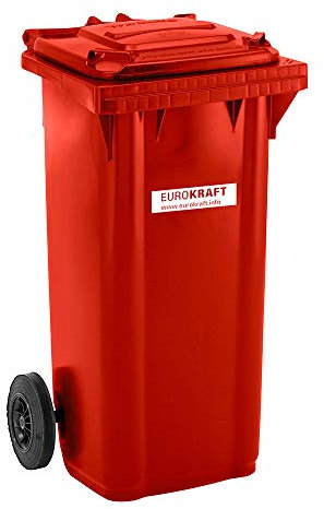EUROKRAFT Conteneur à déchets avec couvercle en plastique contenance 120 L - Conteneur à ordures Conteneur à déchet Conteneur extérieur Poubelle Poubelle à déchets Poubelle extérieure Poubelle 120