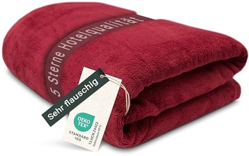 ZOLLNER Kuscheldecke flauschig in 150x200 cm - super kuschelige und warme Sofadecke - waschbar bis 95°C - atmungsaktive Mikrofaser in rot - Hotelwäschequalität - Oeko Tex® Zertifiziert