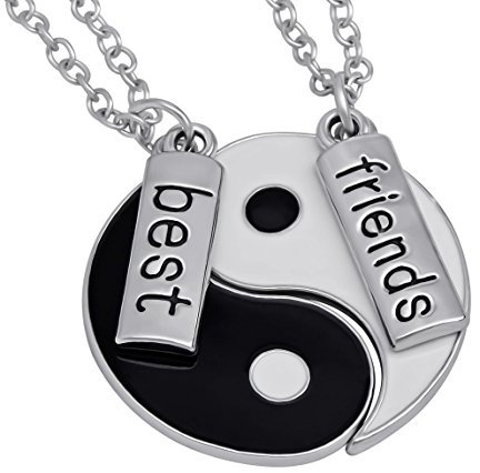 Hanessa Freundschafts-Halskette für Mädchen in Silber (2 Stück) Best Friends Liebe Yin Yang Damen-Schmuck