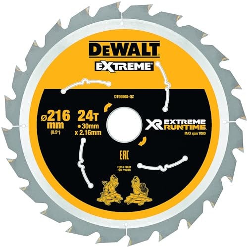 DEWALT DT99568-QZ - Hojas para Sierra Circular Estacionaria XR EXTREME RUNTIME 216mm x 30mm 24D
