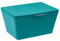 WENKO Aufbewahrungsbox mit Deckel Brasil, mattierter Aufbewahrungskorb für Badezimmer & Gäste-WC, dekorativer Badkorb aus bruchsicherem Kunststoff, BPA-frei, 19 x 10 x 15,5 cm, Petrol