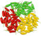 Lorigun 60 Stücke Künstliche Kleine Chili Simulation Pfeffer Mini DREI-Farbe (Rot + Gelb + Grün) Kleine Paprika Lebensechte Gefälschte Gemüse Wohnkultur Jede Farbe 20 Stücke