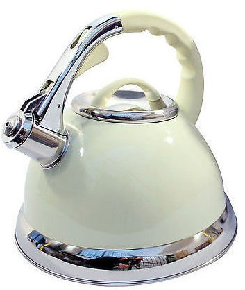 3.5L Stainless Steel Whistling Kettle with Silicone Handle (Cream)