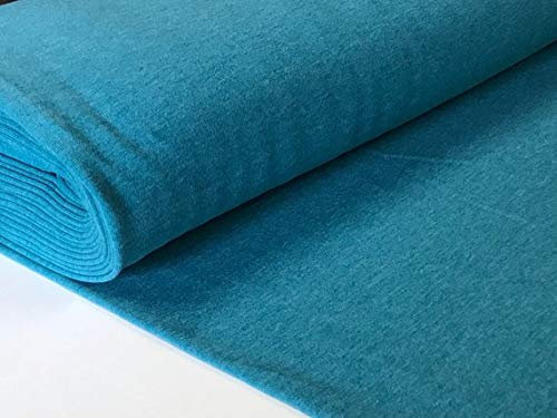 babrause® Sweatstoff uni petrol meliert METERWARE ÖKOTEX angeraut 1,4m breit - ab 0,5 Meter