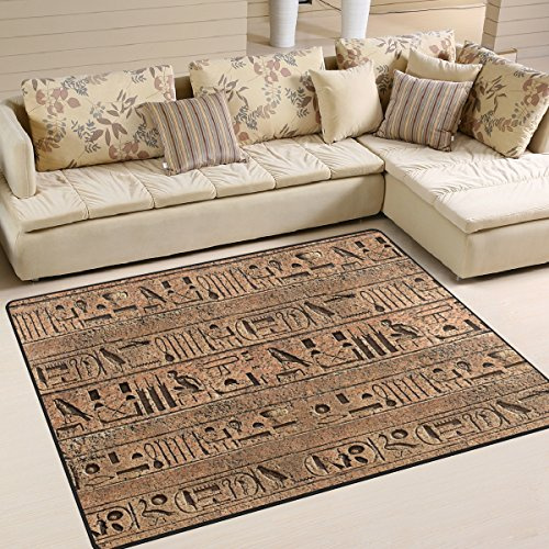 Use7 Teppich mit Ägyptischen Hieroglyphen auf der alten Wand, für Wohnzimmer, Schlafzimmer, 160 x 122 cm