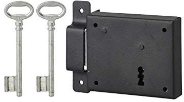 THIRARD - Serrure horizontale en applique à clé pour porte de cave, pêne seul, gauche, axe 60mm, 95x76mm, noir, 2 clés