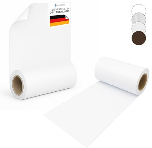 Smagtron Hochwertige Selbstklebende Folie - Wiederverwendbarer Kleber, Weiße Farbe, Ideal für Whiteboard und Kühlschrank - 200x100cm - Mattes Finish, Edelstahl Optik