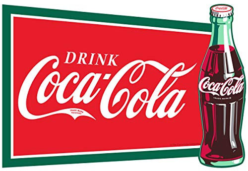 Retro Planet.com - Coca-Cola Soda Vinyl Sticker, Drink Logo with Bottle Graphic, Peel and Stick Decal, Laptop, Car, Locker, Notebook, Planner, Water Bottle, Vintage Style, 5 x 3.4 in