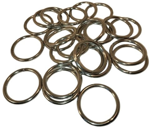 NRV-Outdoorbedarf Gardinenringe für Gardinenstangen Ø 20 mm, inklusive Faltenlegehaken, 20 Stück, Breite 3 mm, Metall, Messing-glänzend