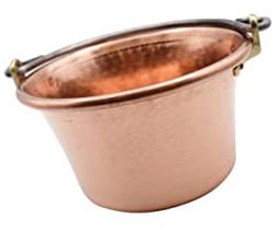 CREARTISTIC Paiolo per Polenta in Rame, 34cm 9L - Tradizionale Manico ad Arco Ferro Battuto, 15 Pax, anche per Marmellata, Formaggi, Pentola Martellata a Mano - Made in Italy