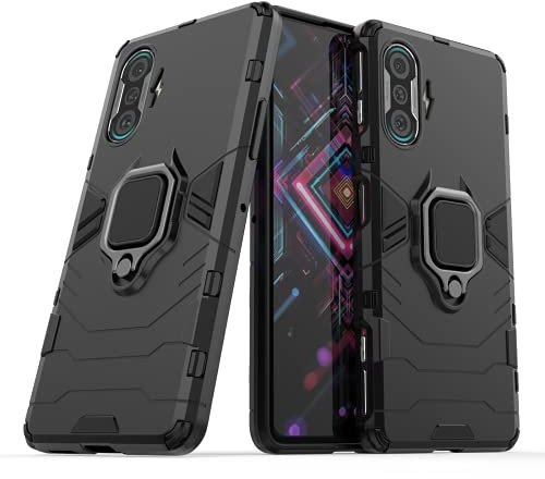FTRONGRT Xiaomi Redmi K40 Gaming Cover,Hybrid Dual Layer TPU+PC Custodia, Durevole Manicotto Protettivo Antiurto,con Supporto per Cellulare,per Xiaomi Redmi K40 Gaming-Nero