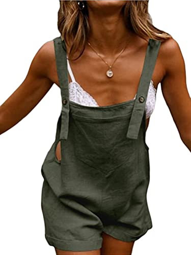 Tomwell Salopette Corta in Jeans da Donna Fiori Overall Tuta Intera Denim Casual Slim Fit Strappati Jeans Lunga in Jumpsuit Boyfriend Jeans con Tasche Pantaloni Corti A Verde S