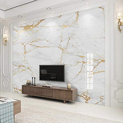 ZHEN WALLPAPER Personnalisé Toute Taille Murale Moderne Marbre Blanc Papier Peint Ligne Or Peinture Murs TV pour Salon Canapé Chambre Décor À La Maison Papel Mural * 350cmx256cm (137.8x100.8inch)