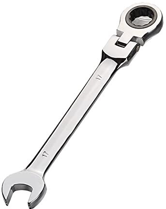 Aoktorkit Metric Tool Flex-Head Ratcheting Wrench 17MM,Professional Chrome Vanadium Ratchet Spanner Steel 72 Teeth 12 Point for DIY,Pipeline,Bicycle Repair and Home Maintance
