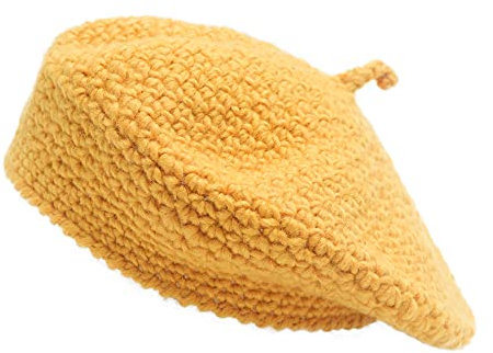 ZLYC Damen Kabel Stricken Baskenmützen Geflochtene Baggy Wolle Barett Winter Warmer Beanie(Einfarbiges Gelb)