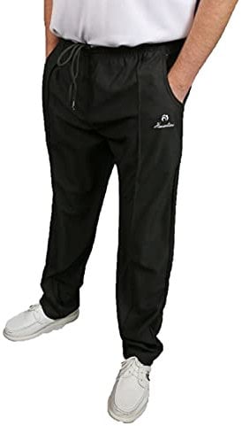 Henselite Mens Sports Lawn Bowling Trousers-Color Black-Waist XL, 33 inch LegLength