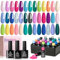 Beetles Gel Nagellack-Set mit Basisgel, 20 Farben leuchtende Sommerfarben Gel-Lack-Set Blau Rosa Lila Orange Grün Glitzer mit Decklack unterlack Soak-Off-UV-LED-Nagelgel trendige Regenbogen-Nagelkunst