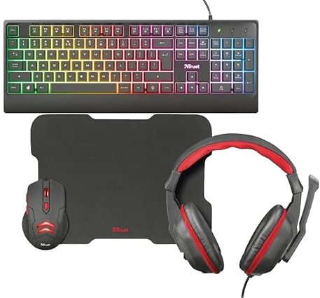 Pacchetto Gaming 4 in 1 Kit Gioco Tastiera illuminato RGB Cuffie Mouse Tappetino Bundle Layout Italiano da Gioco