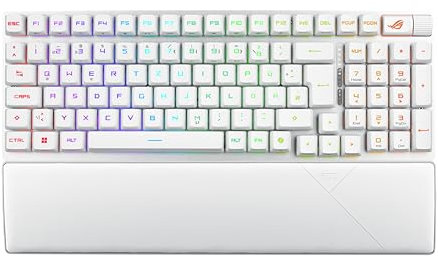 ASUS ROG Strix Scope II 96 RX Wireless White Wireless Optical Gaming Keyboard (Bluetooth, 2.4 GHz, Wired USB, Streaming Hotkeys, ROG RX Optical Switches, ROG Keyboard Stabilizers, White)