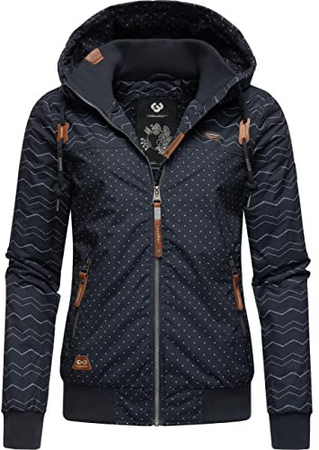 Ragwear Damen warme wasserdichte Winterjacke mit Kapuze Nuggie Zig Zag Intl. Navy22 Gr. M