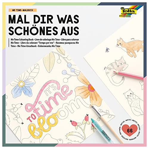 folia 82302 - Malbuch Me Time mit 20 Doppelseiten vorgedruckter Motive zum Ausmalen, Gestalten und auch Ausschneiden, ca. 23 x 23 cm