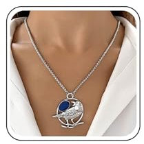 Inateannal Vintage Vogel Kreis Halskette Blau Edelstein Vogel Kette Halskette Tier Choker Halskette Silber Kolibri Anhänger Halskette Schmuck Für Frauen Und Mädchen
