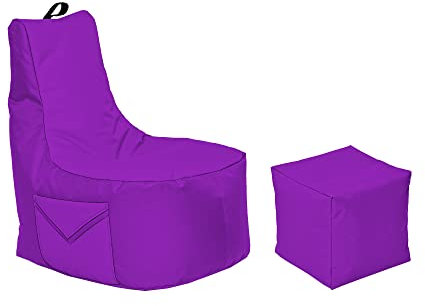 Momiralland Big Gamer Sitzsack mit Lehne Sitzkissen Beanbag BodenKissen Sessel In- & Outdoor geeignet Gaming mit PC XBOX & Playstation (Lila)