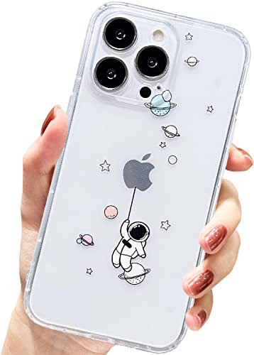 AMART für iPhone 13 Pro Max Hülle,Durchsichtig HandyHülle mit Astronaut Planet Stern Muster Hülle Transparent Klar Ultra Dünn Weich TPU Stoßfeste mit Motiv Schutzhülle für iPhone 13 Pro Max(Travel)