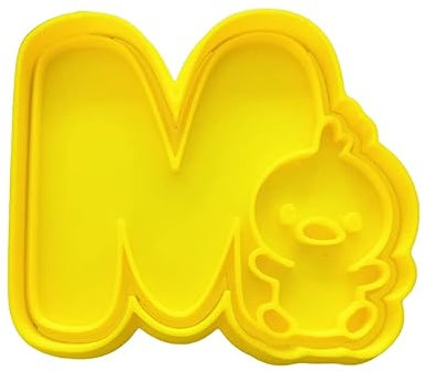 The Cookie Cutter Hub Cortador de galletas de 9 cm con letra M y relieve a juego para galletas, galletas, decoración de hornear