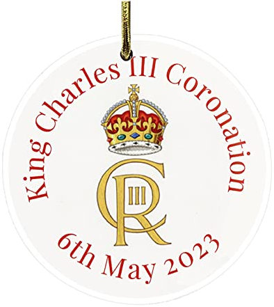 King Charles III Souvenir Pendant - King Charles III Union Jack Coronation Cramics Pendant, Tree Decoration, Charles and Camilla, London, Royal Family