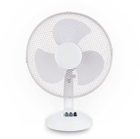 ACCURATE 12 INCH Lightweight, Portable Desk Fan with 3 Speed, Wide Oscillating, Powerful Airflow Low Noise, Perfect for Office or Bedroom - White