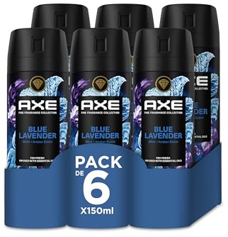 Axe Confezione risparmio deodorante spray per uomo Blue Lavender Fragranza Premium, 6 x 150 ml