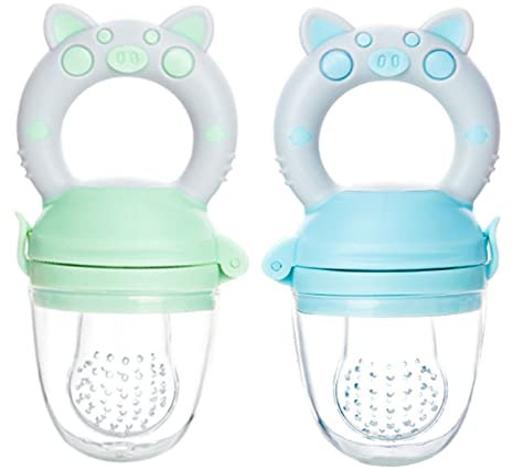 Ciuccio per Alimenti per Bambini, 2 Pezzi Alimentatore a Rete per Neonati Alimentatore per Frutta Fresca in Silicone per Uso Domestico