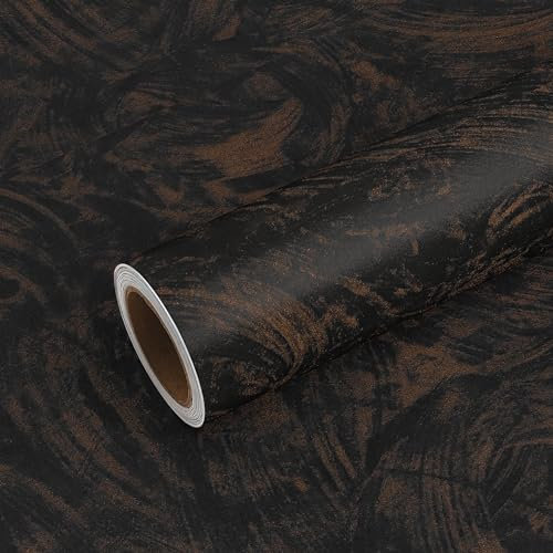 VEELIKE Tapete Betonoptik Bronze Schwarz Vintage Wandtapete Industrial Strukturtapete Klebefolie Betonoptik Braun Metallic Beton Tapeten Optik Dekofolie Selbstklebend Folie Retro Wohnzimmer 40cm×300cm