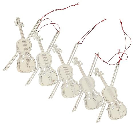 Musikboutique Anhänger aus Pappelholz als Instrumente oder Noten, 5er-Packung (Violine)